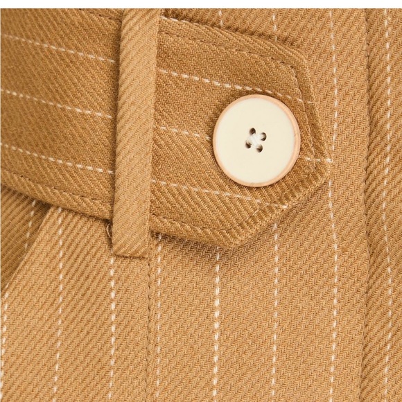 Veronica Beard Sunny Pinstripe Wide Leg Linen Waist Button Detail Pants - Picture 10 of 11